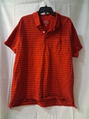 St. John's Bay Orange Polo with Thin Black Stripes